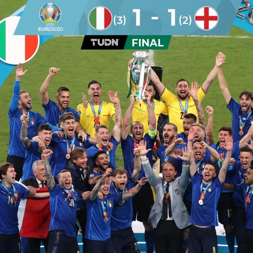 Italia gana en dramática serie de penales la Euro 2020. La primera para Italia desde 1968, que niega a Inglaterra 55 años después.