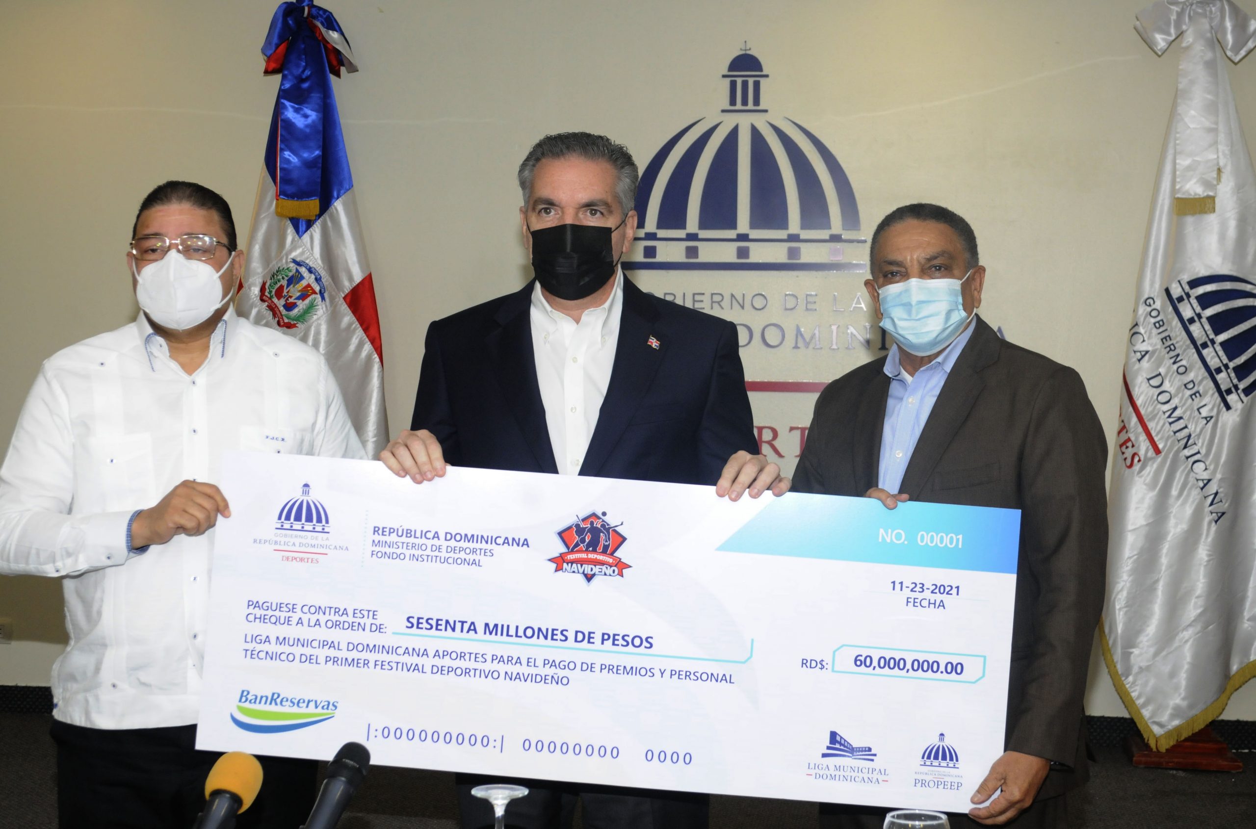Gobierno entrega un 1er monto de RD$60 millones para el Festival Deportivo Navideño
