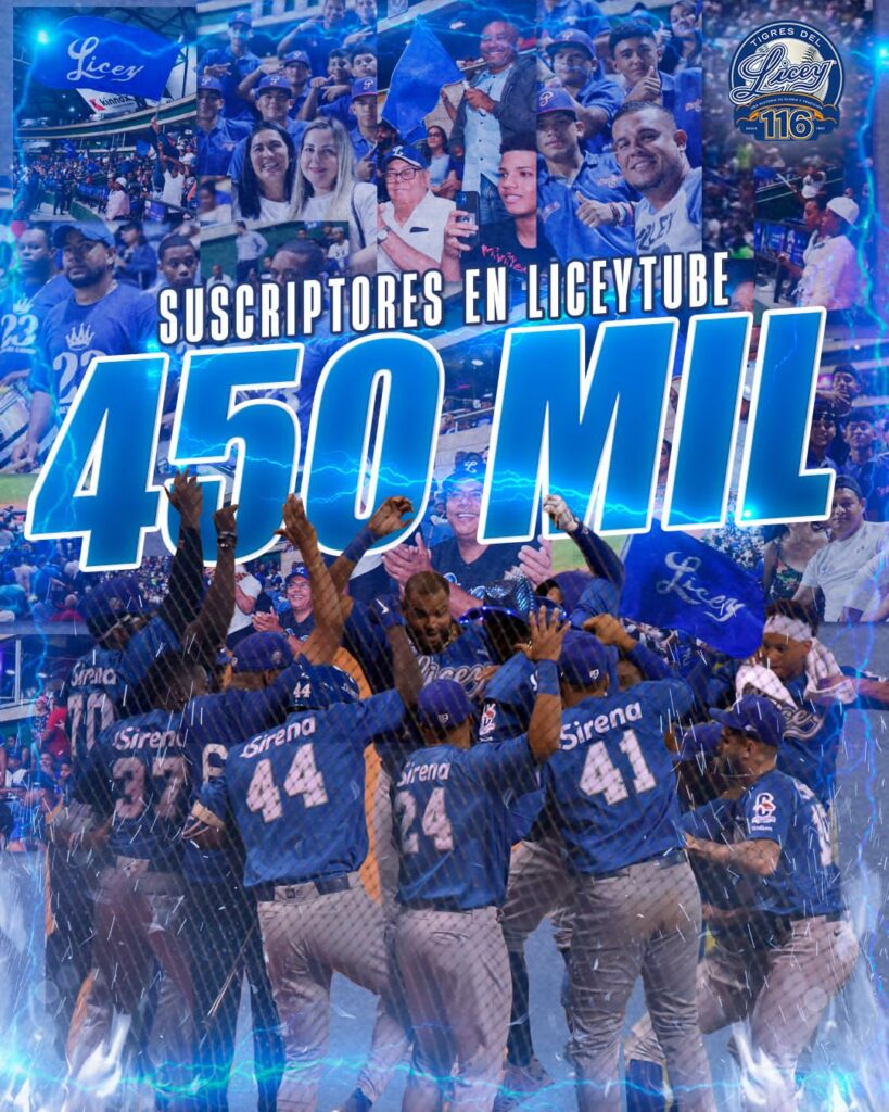 Licey supera los 450 mil suscriptores en Youtube