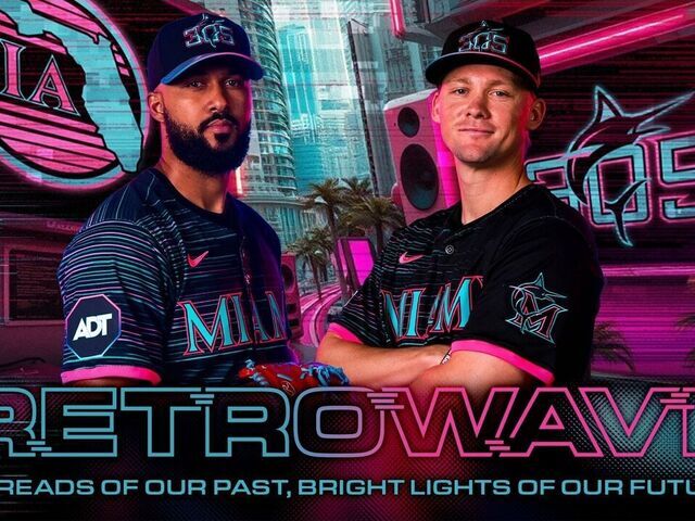 Los Miami Marlins revelaron el miércoles sus hilos «retrowave» de City Connect