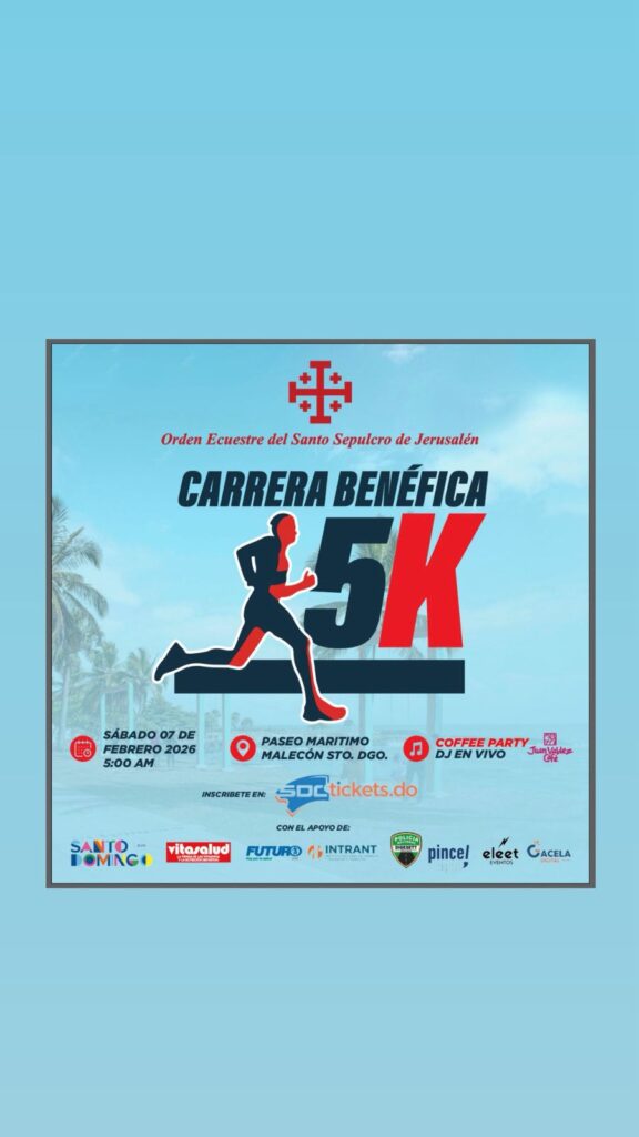 La carrera benéfica 5K se realizará el 7 de febrero de 2026 en el Malecón de Santo Domingo.